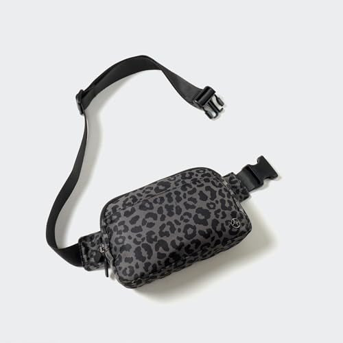 Pander Nylon Fanny Pack Belt Bag for Women with 5 Zipper Pockets - color: Grey Leopard