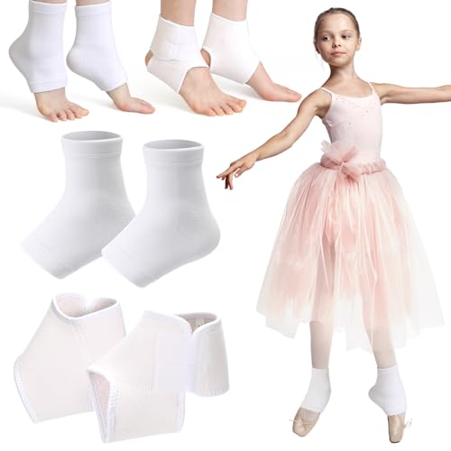 Tarpop 2 Pairs Kids Ankle Brace, Compression Sleeves, L+M, White - color: White, size: Medium,Large