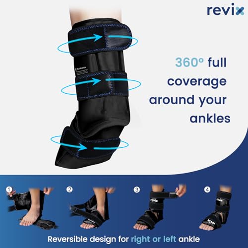 REVIX Ice Packs for Ankle, Reusable Cold Pack, 2 Packs, Black - style: Black-Pack 2