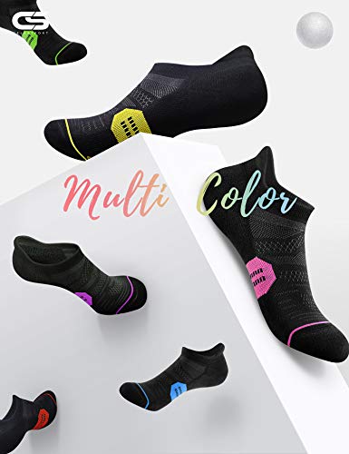 CS CELERSPORT 6 Pack Women's Ankle Running Socks Cushioned Low Cut Tab Athletic Socks - color: Black Mixed, size: Small