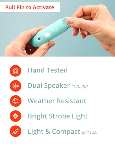 Vantamo Personal Alarm for Self Defense with Low Battery Notice, Strobe Light & Extra Loud 130 dB Double Speakers Safety Keychain Set for Women, Rechargeable Panic Button for Womens Self Defense - color: Aqua Marine