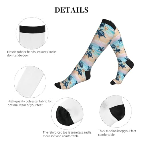 Compression Socks Knee High Support Socks Women Circulation Stockings for Athletic Running Cycling Flying - color: Sea Turtle