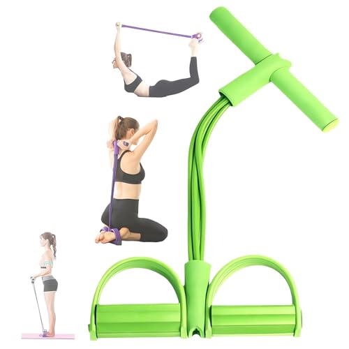 21 Fitness Resistance Bands-4 Tube Pedal Ankle Puller - 2023 New Sit up Leg Stretch Rope Exercise Bands with Handles, Stretching Workout Fitness Bands for Arm Weights Exercise Equipment - color: Green