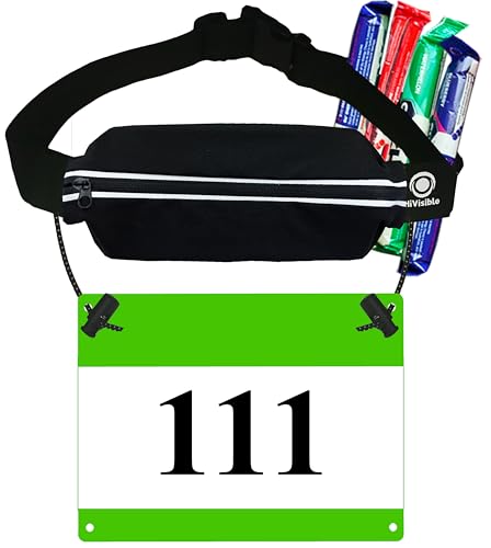 Triathlon Race Belt Triathlon Race Bib Belt for Runners Number Holder with Pouch and Gel Loops