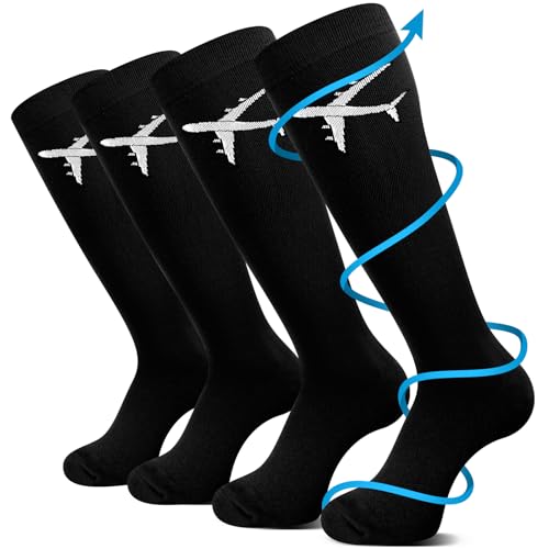 Skicuff 2 Pairs Travel Compression Socks for Men and Women - color: Black