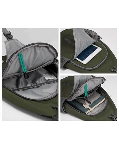 WATERFLY Crossbody Sling Backpack Sling Bag Travel Hiking Daypack - color: Dark Green