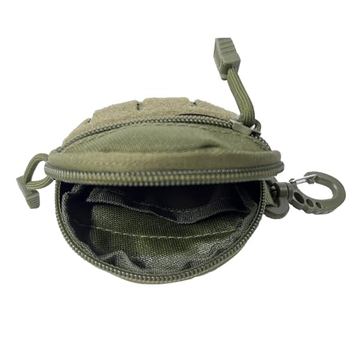 1000D Laser Cut Coin EDC Pouch Change Purse Tactical Round Zipper Bag - color: Army Green