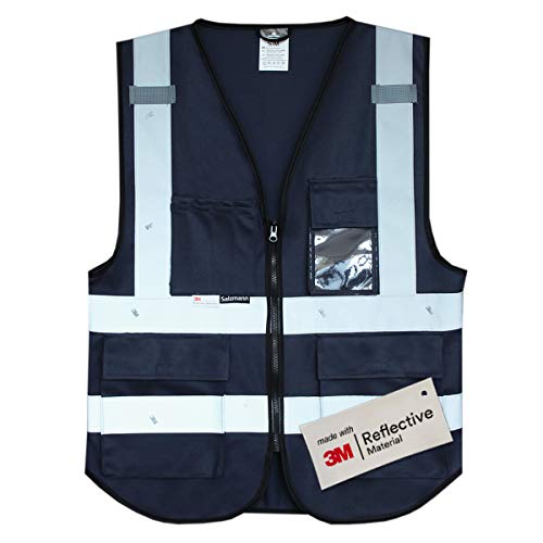 Salzmann Safety Vest | Hi Vis Reflective Vest | US ANSI/ISEA 107 - color: Navy Blue, size: Small-Medium