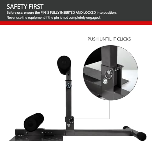 INNOLIFE Sissy Squat Machine Adjustable Height, Protective Foam Thick Steel Fitness Home Gym - color: Black & Red