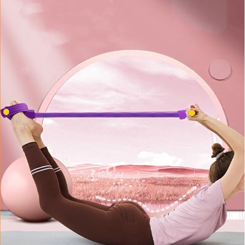 Resistance Band with Pedal Handle 6 Tube Elastic Natural Latex Pull Rope Fitness Bands for Leg Arm Abdomen Waist Stretching Exercising Training - color: Black Pink