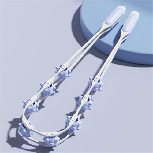Back Massage Roller Rope, Manual Balll Pull Back Strap with 8 Rollers, Handheld Cellulite Self Massage Tool for Body Shaping, Leg Muscle Relief (Blue) - color: Blue
