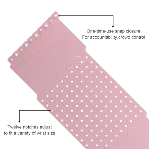 100pcs Vinyl Wristbands, Disposable Waterproof Wristbands(Color : Pink) - color: Pink