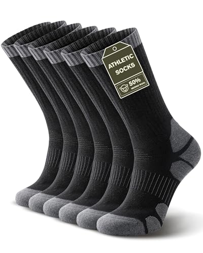 TANSTC Merino Wool Hiking Socks, Moisture Wicking Socks for Men & Women - color: Long-black (3 Pairs), size: 4-6