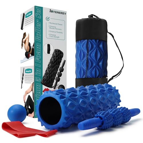 5 in 1 Foam Roller Set High Density Patented Foam Roller for Exercise - color: Blue Diamond