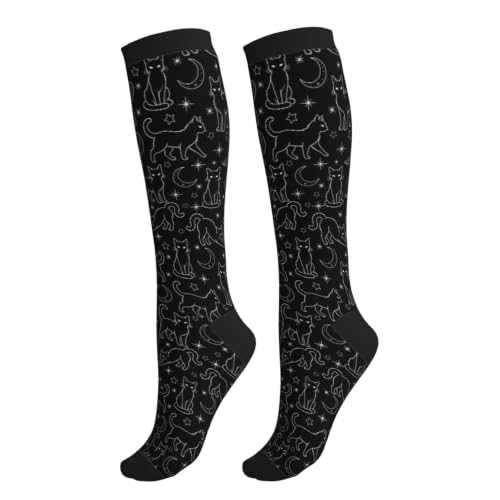 Avocado Compression Socks Women Men Knee High Stock for Running Work Support Nurses Travel - color: Cats