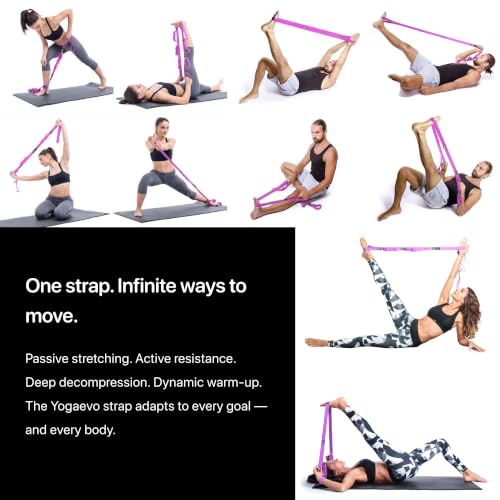 Yogaevo Elastic Stretching Strap With Loops For Physical Therapy - color: Purple