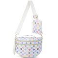 Makes Checkered Crossbody Bag Bum Bag for Women with Pouch - color: Puffer Triwhite Flower