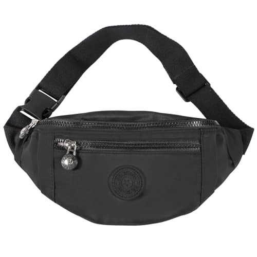 Large Crossbody Fanny Pack with 3-Zipper Pockets,Gifts for Enjoy Sports Festival Workout Traveling Running Casual Hands-Free Wallets Waist Pack Phone Bag Fits All Phones (Black) - color: Black