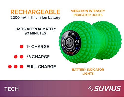 Vibrating Peanut Roller - 4 Vibration Levels - Rechargeable - Muscle Roller for Deep Tissue Massage and Muscle Recovery - Massager for Back, Neck, Foot, Leg, and Body - Black