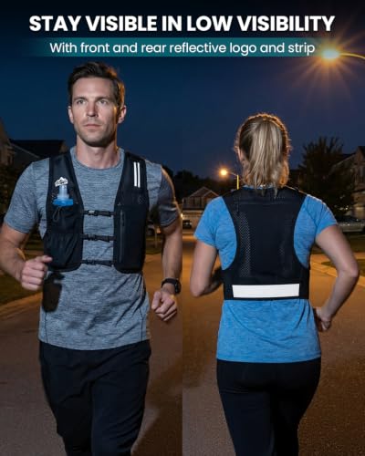 Zelvot Running Vest for Women Men, Hydration Vest with 500ml Soft Flask - color: Grey, size: Medium-Large