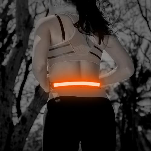 Illumifun LED Running Belt - USB Rechargeable Light Up Sash, High-Visibility Elastic Waistband Light for Running Cycling Hiking Camping Nighttime Activities - color: Orange