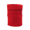 Suddora Zipper Wrist Pouch - Sweatband/Wristband Wallet for Keys, ID, Cards, Cash - color: Red