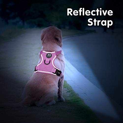 PoyPet Mesh Dog Harness, Reflective Breathable Puppy Vest for Small Dogs - color: Light Pink, size: XS