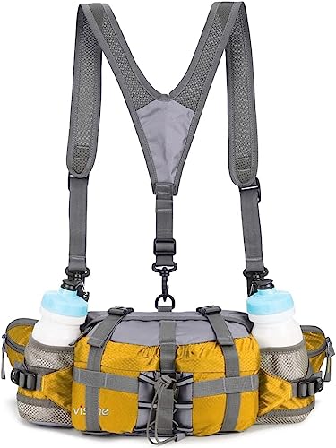 Outdoor Fanny Pack Hydration Waist Pack 2 Water Bottle Holder Men Women - color: Yellow