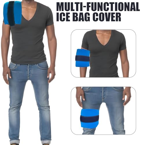 2PCS 5"x17" Ice Pack Sleeve - Reusable and Multi-use Ice Pack Bag for Cold Compress for Inflammation, Pain Relief of Shoulder, Thighs, Back with Adjustable Strap(Ice Packs Not Included)