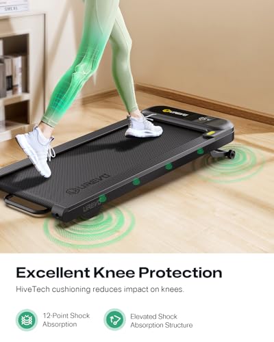 Smart Treadmill with 9% Auto Incline, Hiking and Running Walking Pad Treadmills for Home Office, Treadmill with UREVO APP, AI Powered Music Course, HIIT Programs Synced to Scenic Route, One-Click Mute