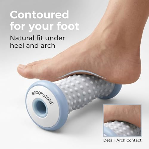 Brookstone Foot Roller Massager Plantar Fasciitis - Hot and Cold Foot Roller Massage for Tension Relief - Microwave & Freezer Safe - Relax The Muscles with Plantar Fasciitis Rollers (Gray) - color: Gray