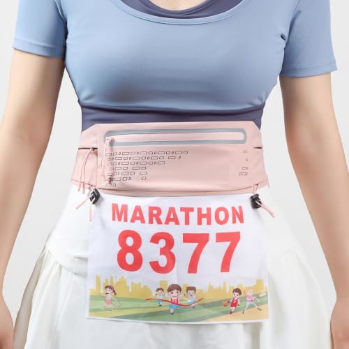 Running Belt Fanny Pack Men Women, Slim No-Bounce Waterproof Phone Holder - color: Pink