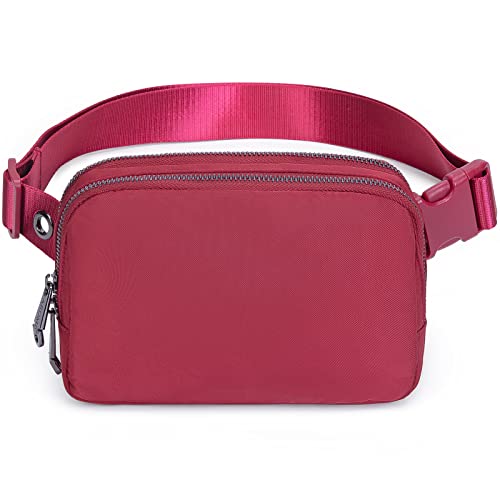 AROME Mini Belt Bag for Women Men Fashion Waist Packs Fanny Pack - color: Wine