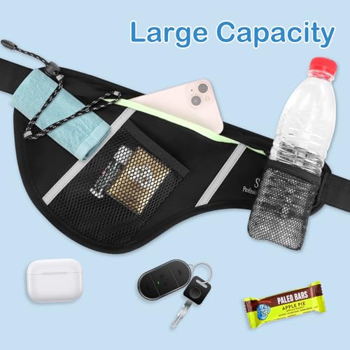 SooGree Men Women Sports Running Waist Bag, Waterproof Fanny Packs with Adjustable Belt, Waist Fanny Pack Bag with Water Bottle Holde for Running Hiking Walking Biking - color: GSP8807 Gray Top-Black Bottom
