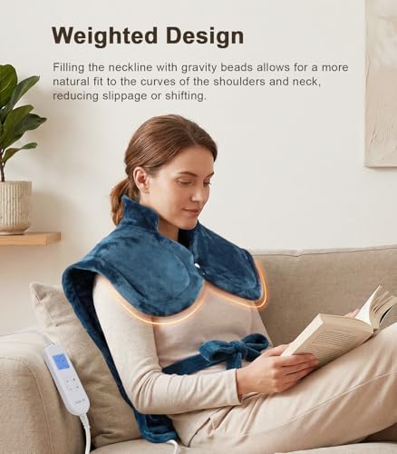 Heat Wrap for Neck Shoulder and Back, Fathers Day Ideal Gifts for Men Dad Him, Portable Weighted Warm Pad with 10 Heat 4 Timers 26"x 35"