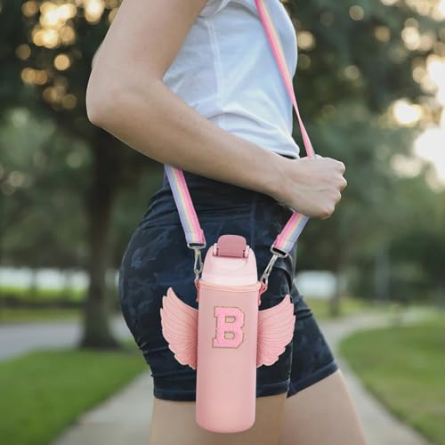 Use for Owala 24oz Crossbody Water Bottle Holder Sling Carrier Bag with Strap, Water Bottle Crossbody Bag Women Girl(B, Pink, 24oz) - style: B