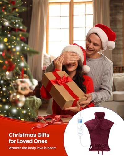 RENPHO Electric Heating Pad for Back, Neck & Shoulders, Christmas Gift - color: Crimson, size: 24"x33"