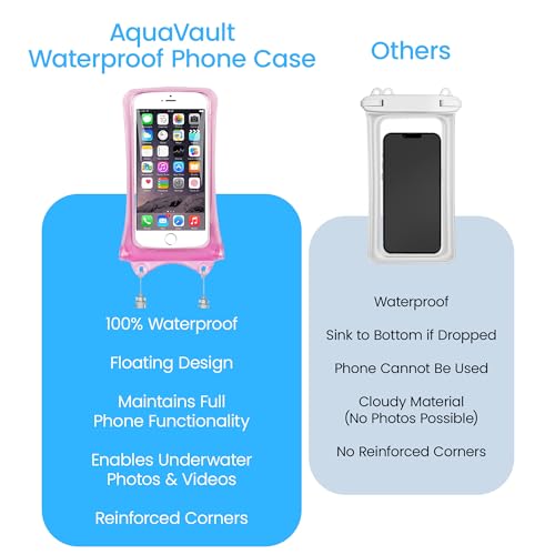 AquaVault Floating Waterproof Phone Pouch Case Universal for iPhone Android - color: Pink
