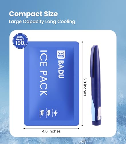 TSA Approved Ice Packs for Travel, Pack of 2 (190g Each), Reusable Large Ice Packs Suitable for Most Insulin Cooler Travel Cases, Retention for 8-24 Hours