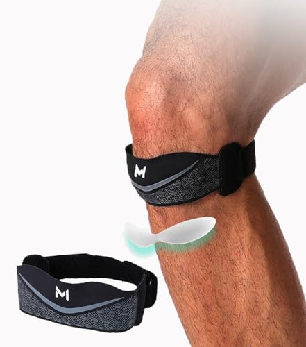 1 Pack Patellar Tendon Support Strap for Women and Men, Adjustable Knee Braces for Pain Relief for Tendonitis, Tennis, Running, Workout, Hiking(Black,One Size)