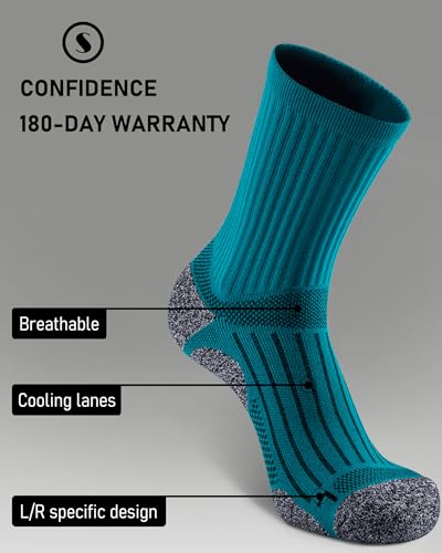 Elite Cushioned Compression Mid-crew Socks 4-Pack for Youth Women Men - color: Greenlake (4 Pairs), size: X-Large