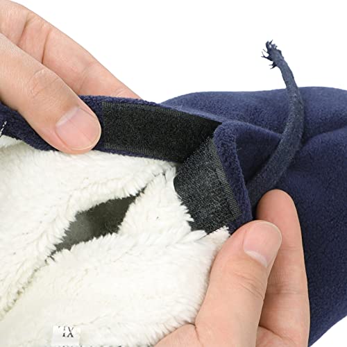 BXT Winter Warm Cast Sock, Thick Fleece Foot Cast Cover - Below the Knee Cast Toe Boot Cover, Protective and Washable Cast Sleeve Wrap, Foot Warmer, Adjustable Drawstring, Navy Blue - size: M