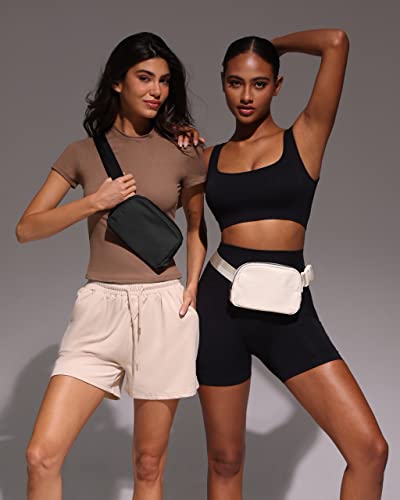 YOSHUYUKI Fanny Pack Crossbody Bag Trendy Waterproof Small Sling Cross Body Purse for Women Men Fashion Waist Packs Mini Belt Pouch Chest Bum Hip Bag Lulu Dupes for Travel Vacation Running Black - color: Black