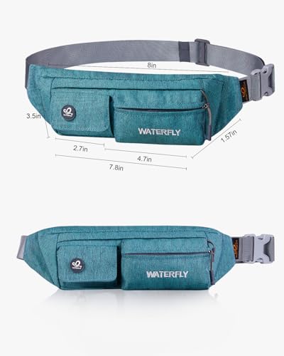 WATERFLY Small Fanny Pack for Women Men, Crossbody Travel Waist Bag - color: Peacock Blue