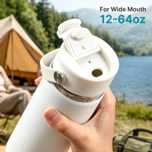 Replacement Flip Lid for Hydro Flask Wide Mouth Threaded Bottles 16–64 oz - color: White, size: 1pack