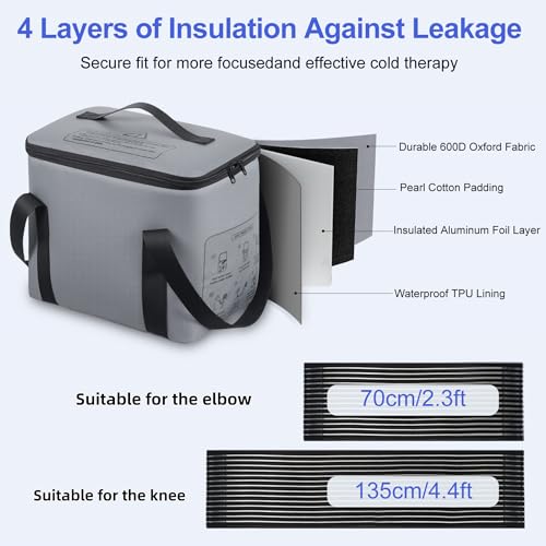 Ice Machine for Knee After Surgery, Portable Cold Therapy Machine with Timer & Quiet Pump, Ice Therapy Unit for Knee Recovery, Shoulder, Elbow, Hip and Ankle