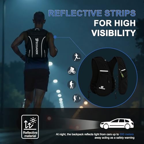BECOJADDE 5L Running Vest for Women, Hydration Backpack Lightweight & Breathable for Trail Running, Marathon, Hiking, Cycling - color: Black