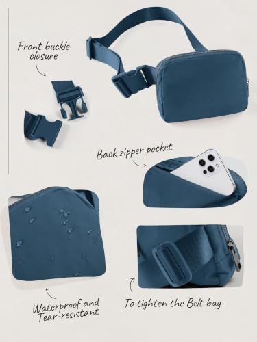 ODODOS Unisex Mini Belt Bag with Adjustable Strap Small Fanny Pack for Workout Running Traveling Hiking, Navy Blue - color: Navy Blue