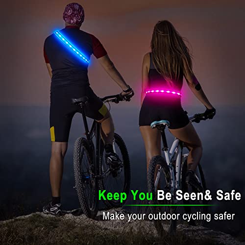 BSEEN LED Running Waist Belt - USB Rechargeable Reflective Glowing LED Waistband, Flashing Safety Light Belt for Runners, Joggers, Walkers, Pet Owners, Cyclists - color: Neon Green
