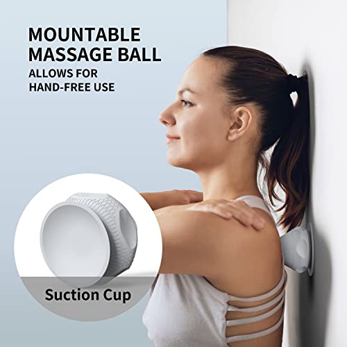 Mountable Self-Massage Ball Handfree with Suction Cup,Deep Tissue Back Sore Muscle Knot Massager,Myofascial Release,Manual Massage Balls, Foot Plantar Fasciitis, Back Stress Relief - Gray - color: Gray